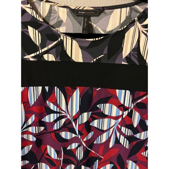 BCBGMaxAzria Shift Dress M Medium 3/4 Long Sleeve Stretch Multicolor Washable - Picture 5 of 8